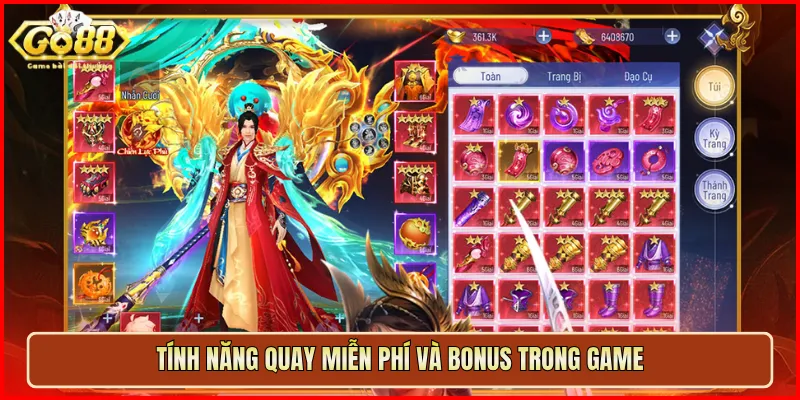 Tính năng quay miễn phí và bonus trong game